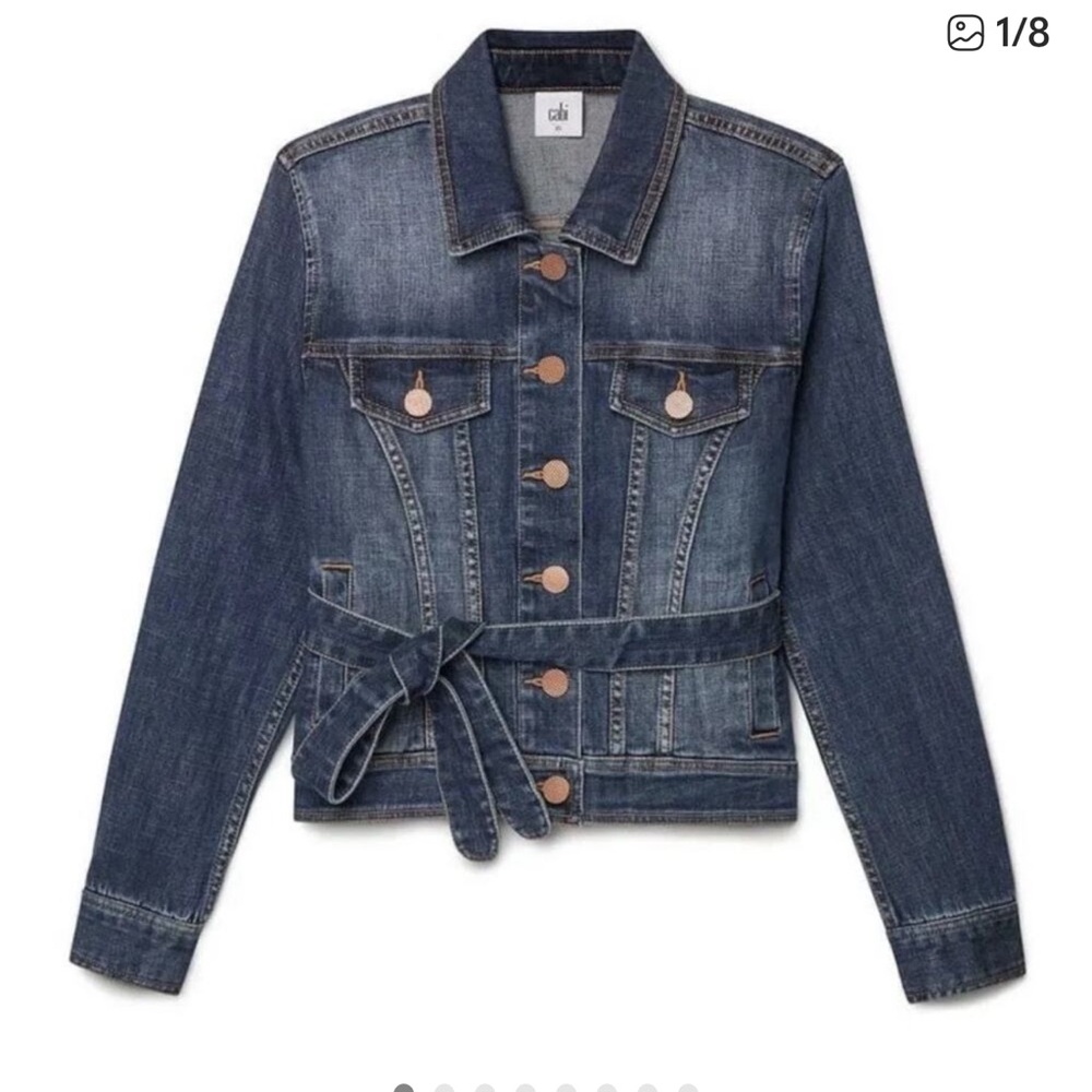 Cabi Dylan Denim Jean Jacket with Belt Size‎ XL Style 5662 Button Down